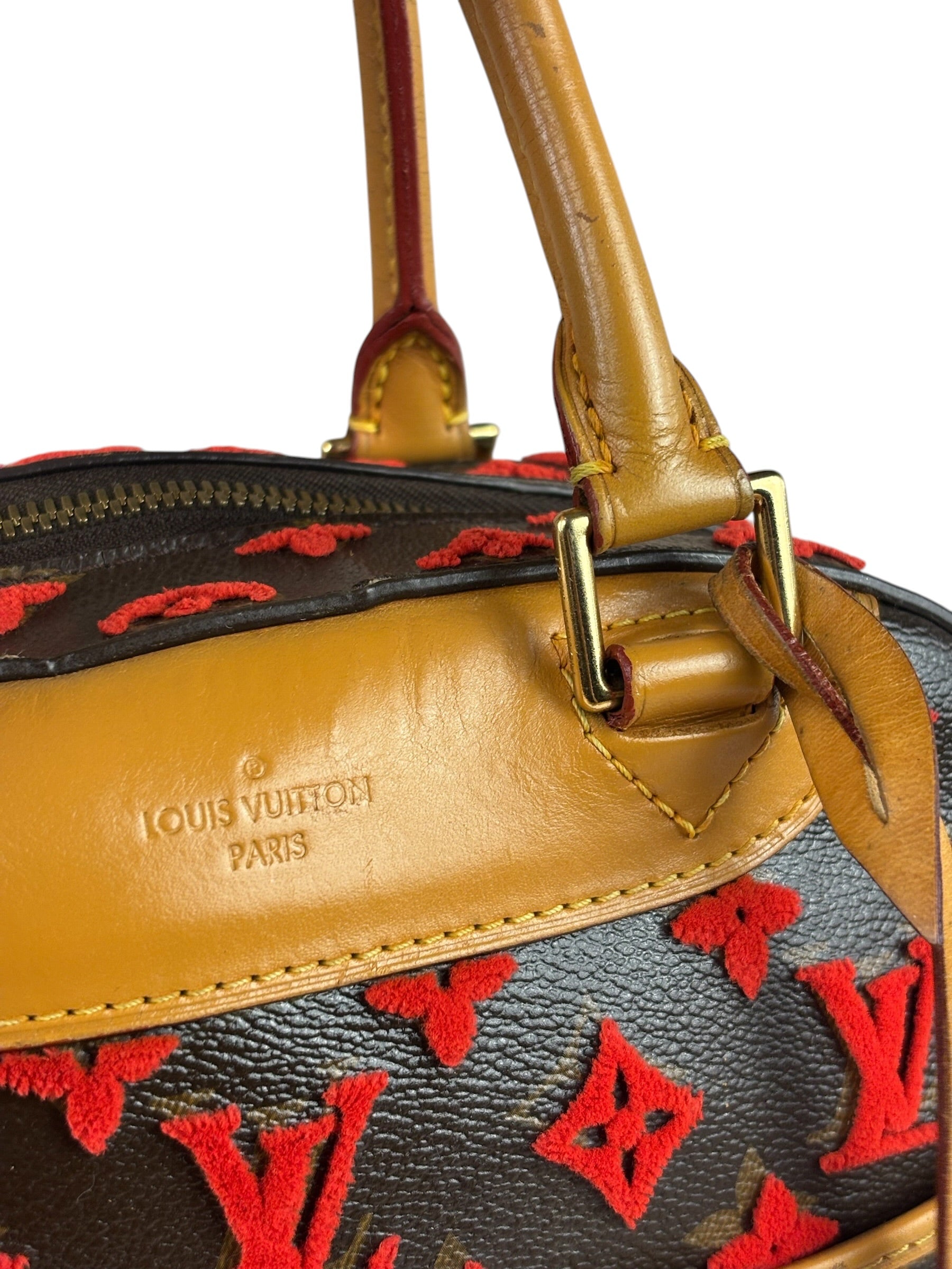 Louis Vuitton Red Tuffetage Cube Monogram Deauville