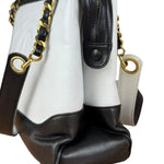 Chanel Vintage Black/White Leather CC Chain Tote '89-'91