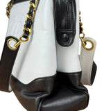 Chanel Vintage Black/White Leather CC Chain Tote '89-'91