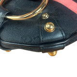 Gucci GG Black/Pink Canvas Horsebit Chain Shoulder Bag