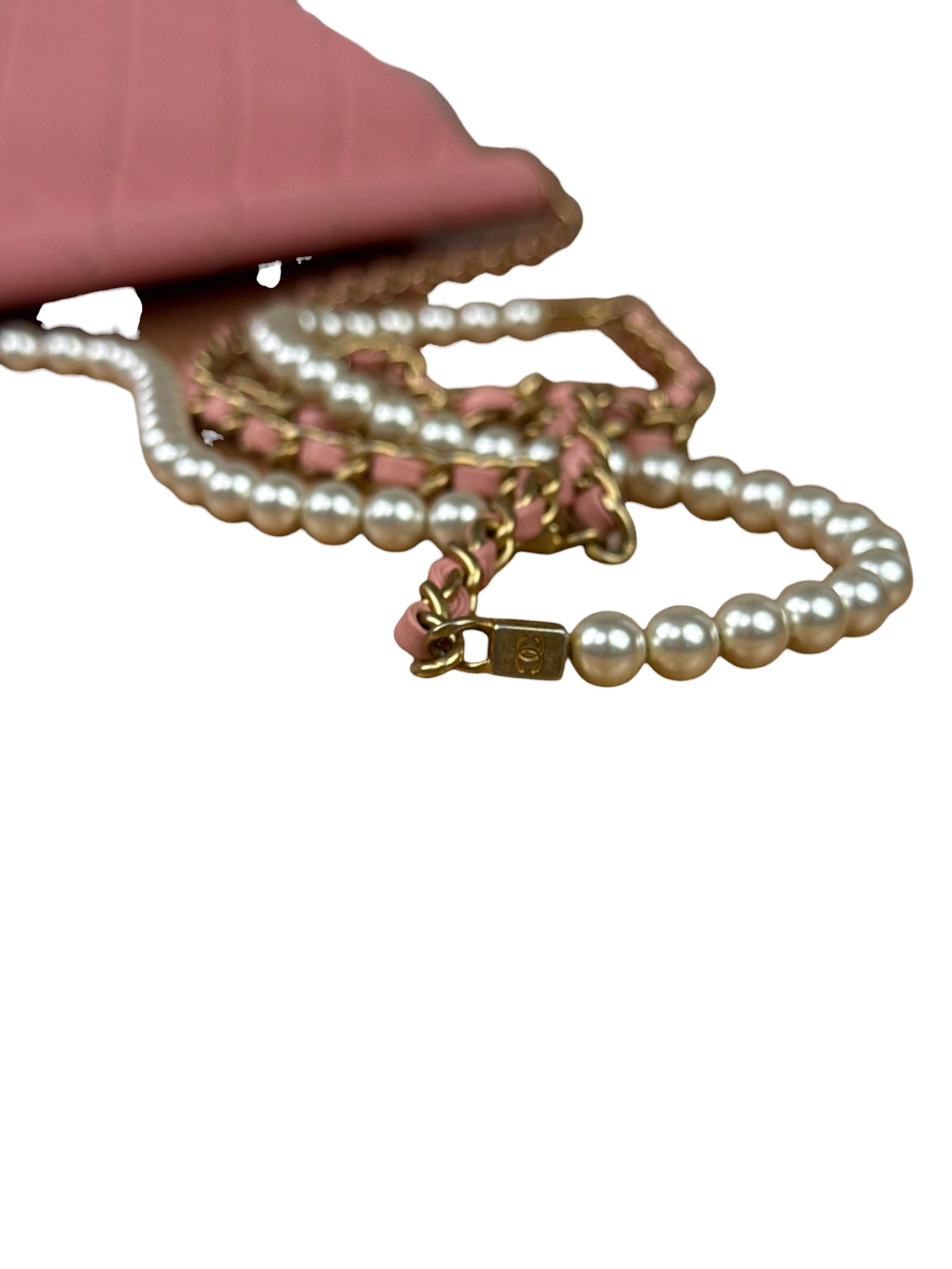 Chanel Pink Quilted Leather Pearl Chain Flap Bag 2019