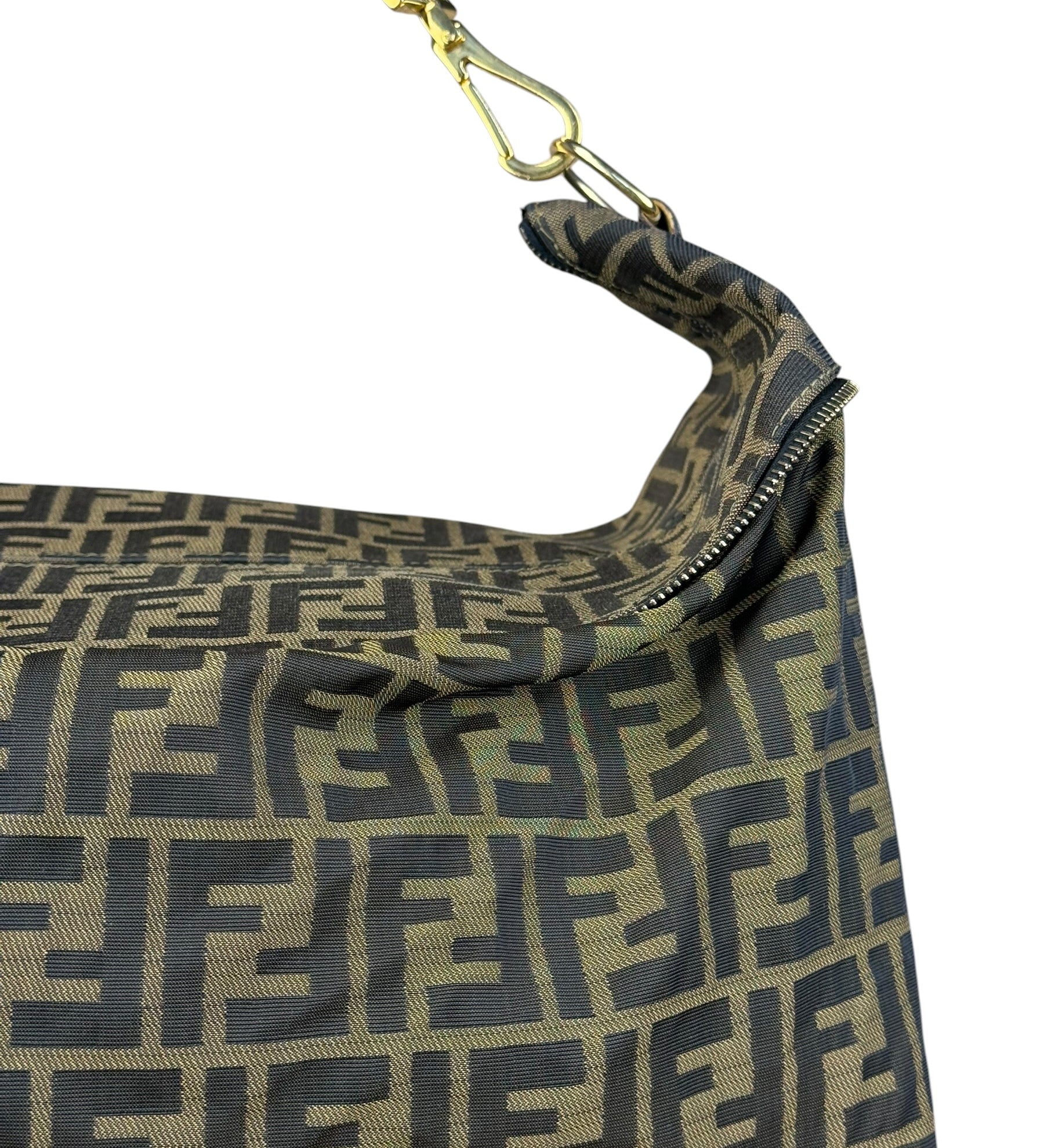 Fendi Vintage Zucca Canvas Collapsible Shoulder Bag