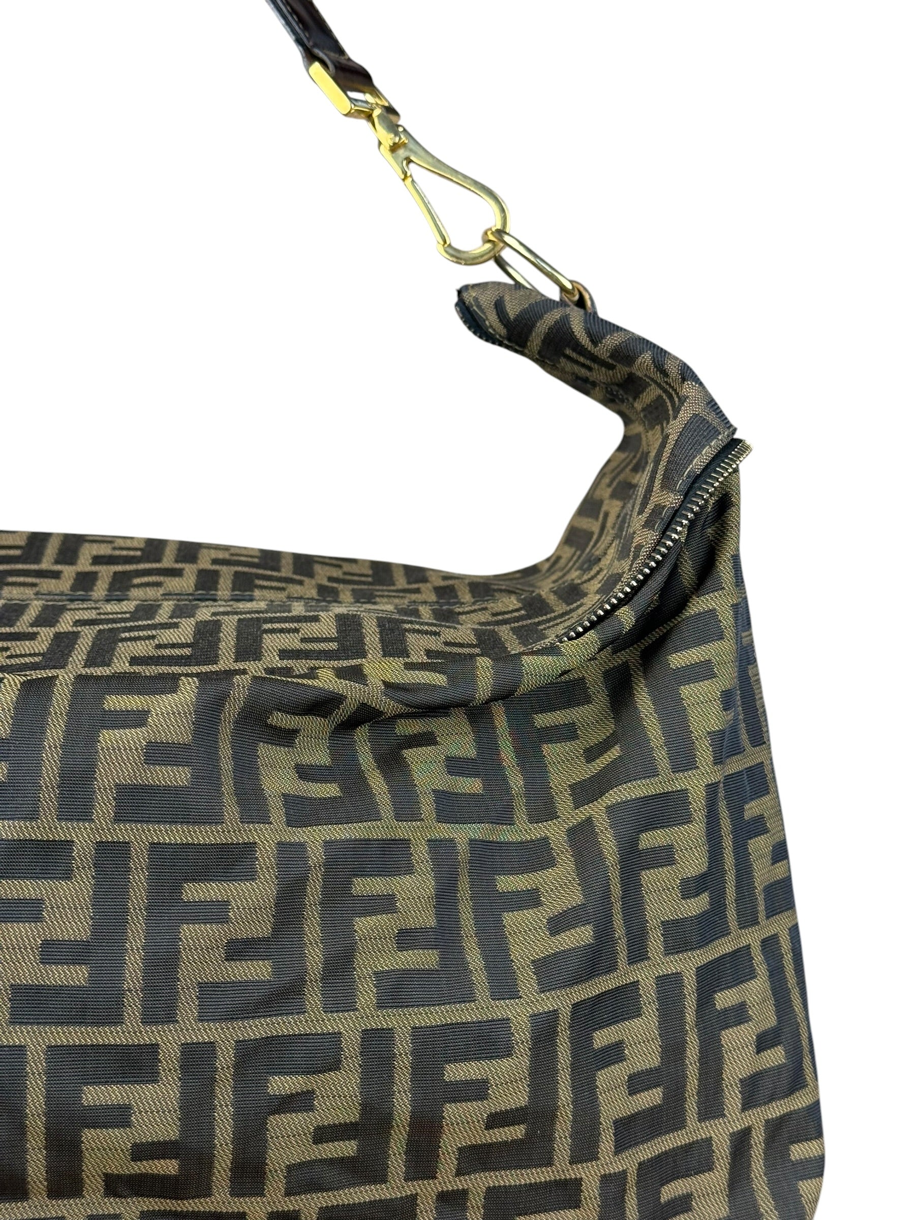 Fendi Vintage Zucca Canvas Collapsible Shoulder Bag