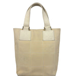 Chanel Vintage Beige Canvas Quilted Chocolate Bar Tote 2003