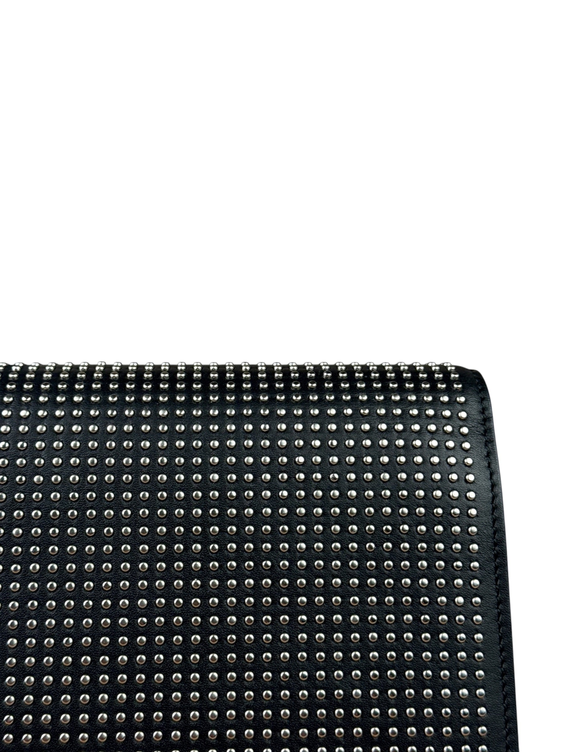 Yves Saint Laurent Black Calfskin Studded Lutetia Flap Clutch
