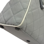 Chanel Grey Quilted Leather Trim Bowling Bag 2000
