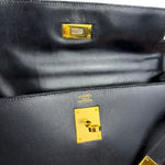 Hermes Kelly 32 Black Box Leather 1991