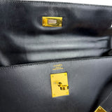 Hermes Kelly 32 Black Box Leather 1991