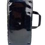 Chanel Black Leather Patent Chocolate Bar Bowler Hand Bag