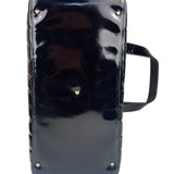 Chanel Black Leather Patent Chocolate Bar Bowler Hand Bag