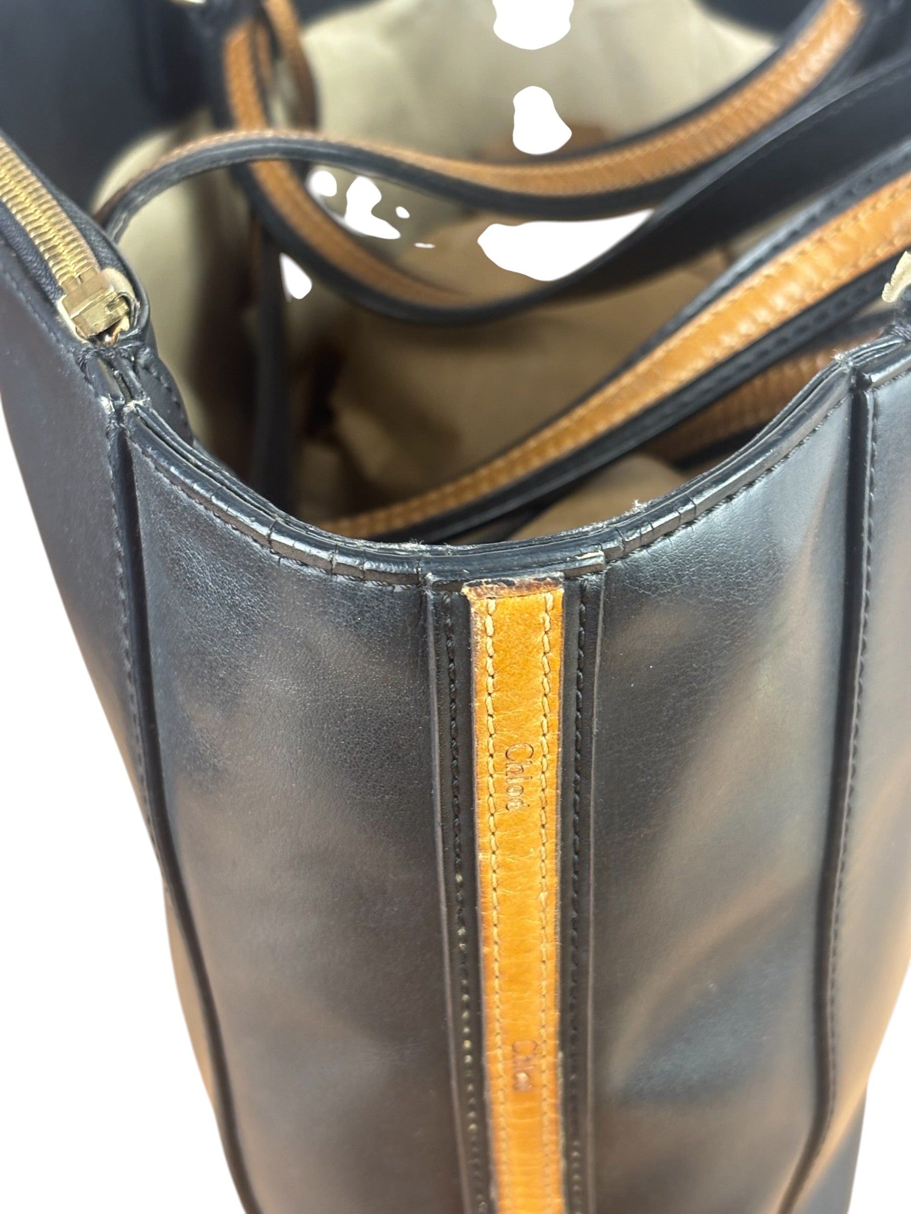 Chloe Black Leather Roy Large Zip Shoulder Bag