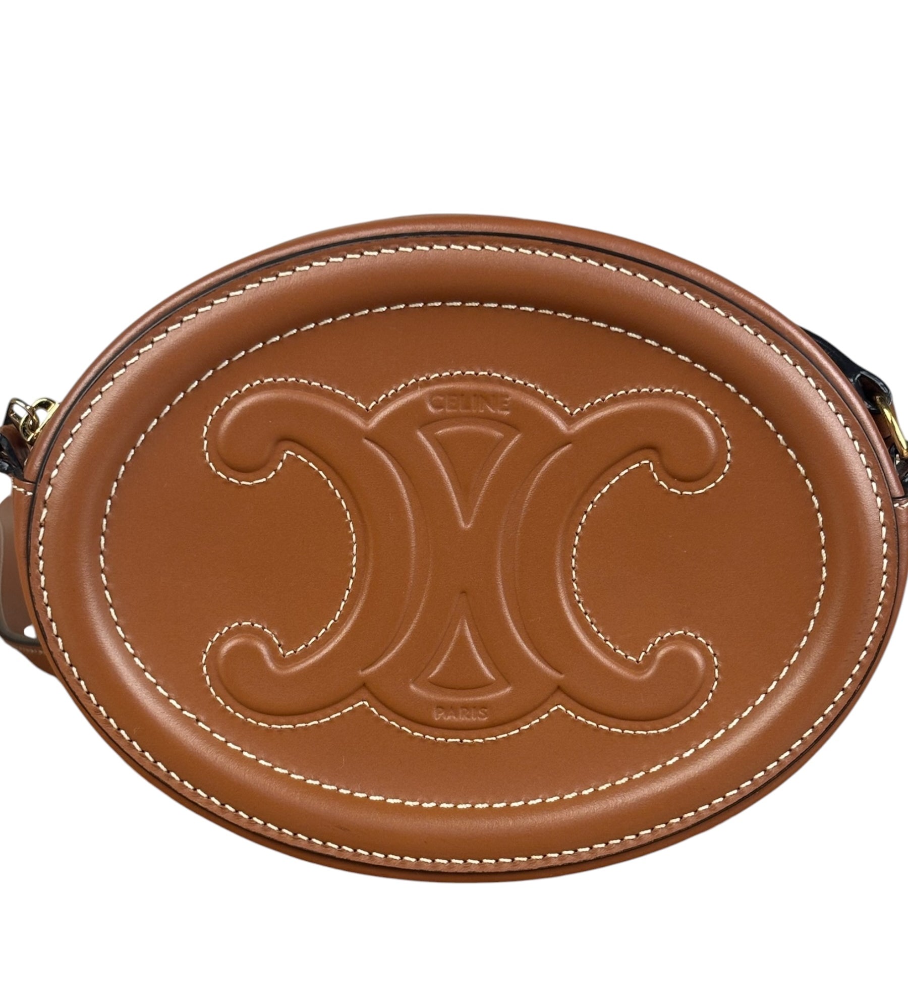 Celine Cuir Triomphe Oval Crossbody Brown