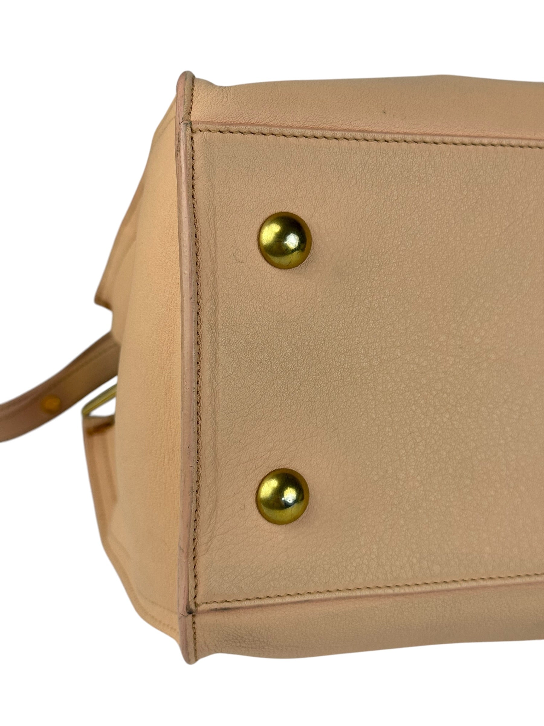 YSL Vintage Classic Y Cabas Peach Leather 2Way Handbag