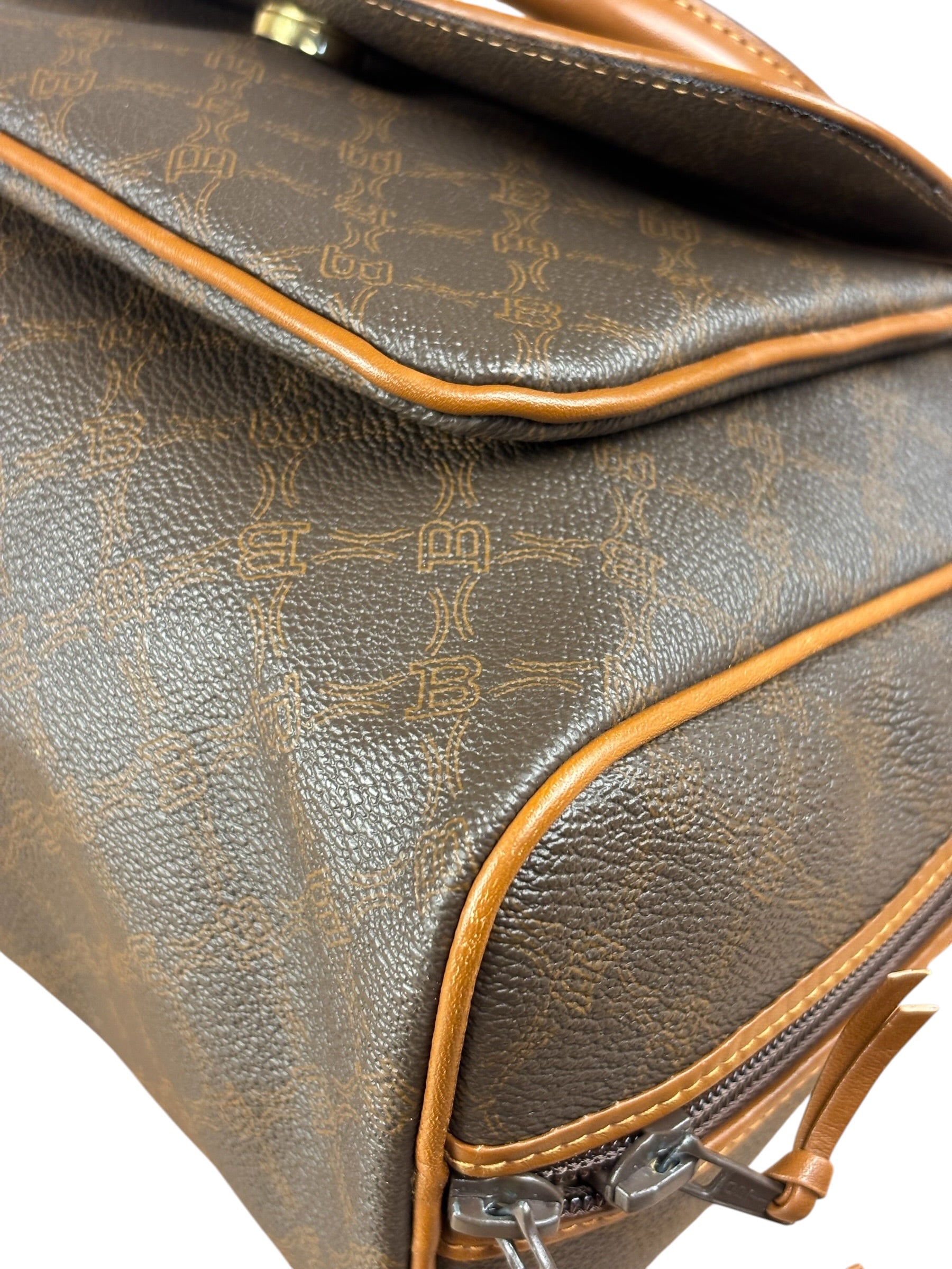 Bally Vintage Leather Coated Monogram Handbag