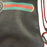 Gucci Black Leather Drawstring Backpack