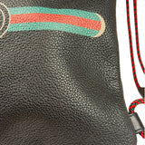 Gucci Black Leather Drawstring Backpack