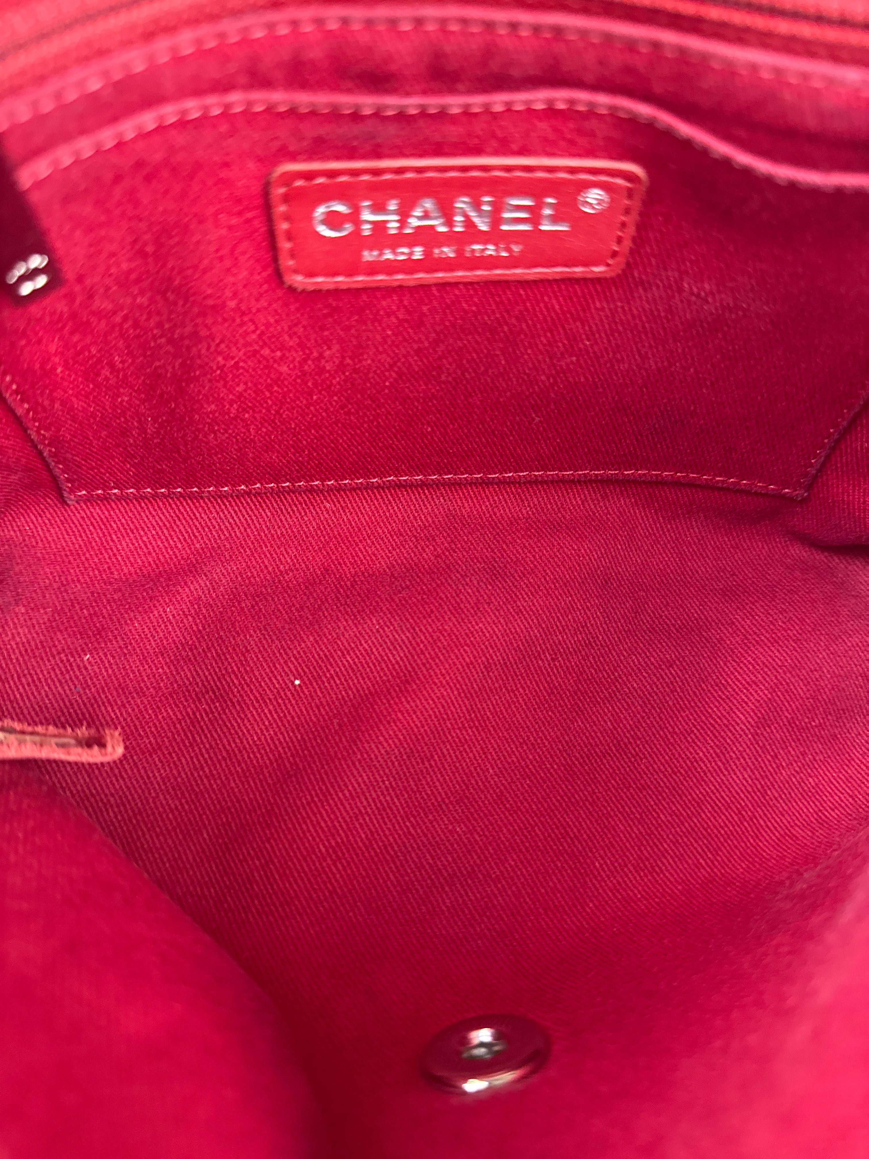 Chanel Red Quilted Leather CC Curvy Flap Bag 2015