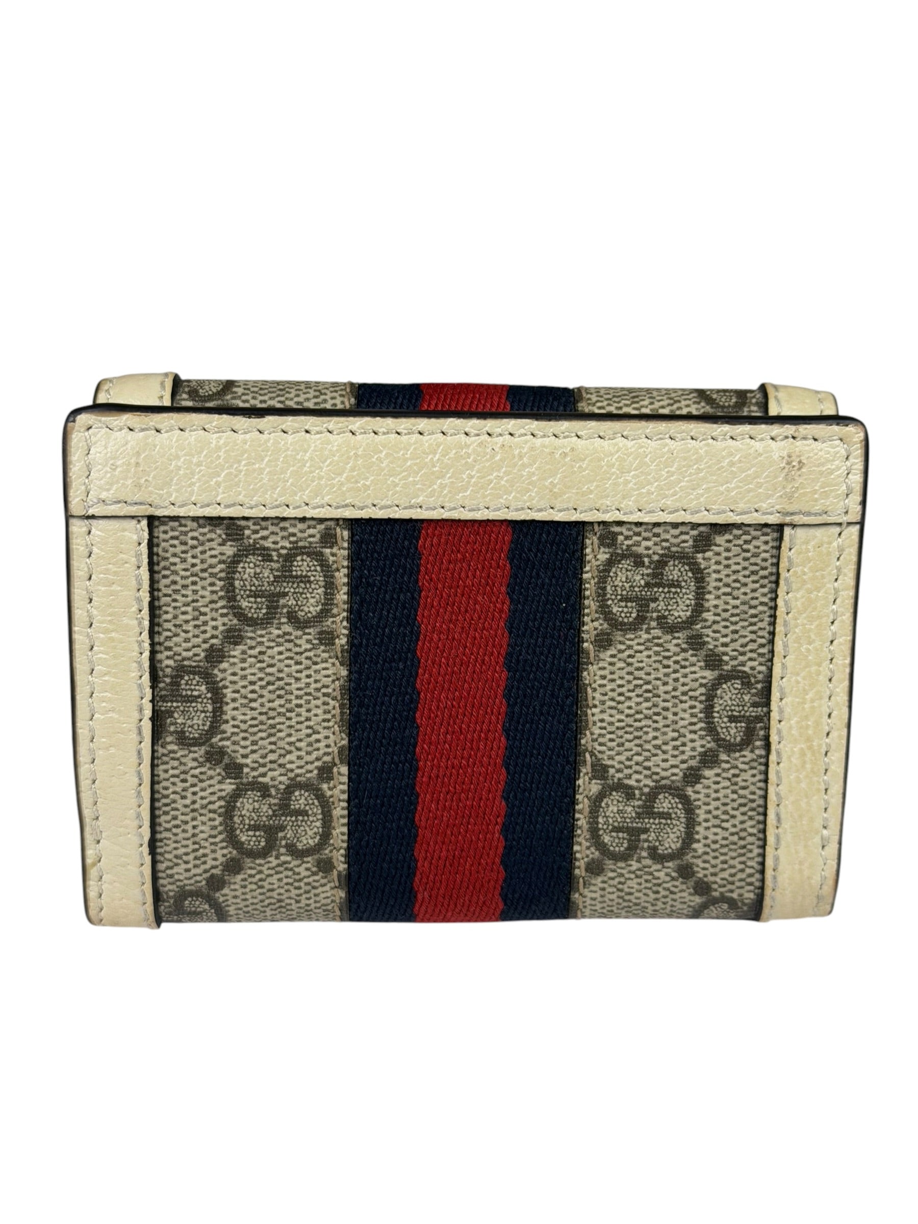 Gucci Beige Leather Trim Ophidia GG Supreme Card Case