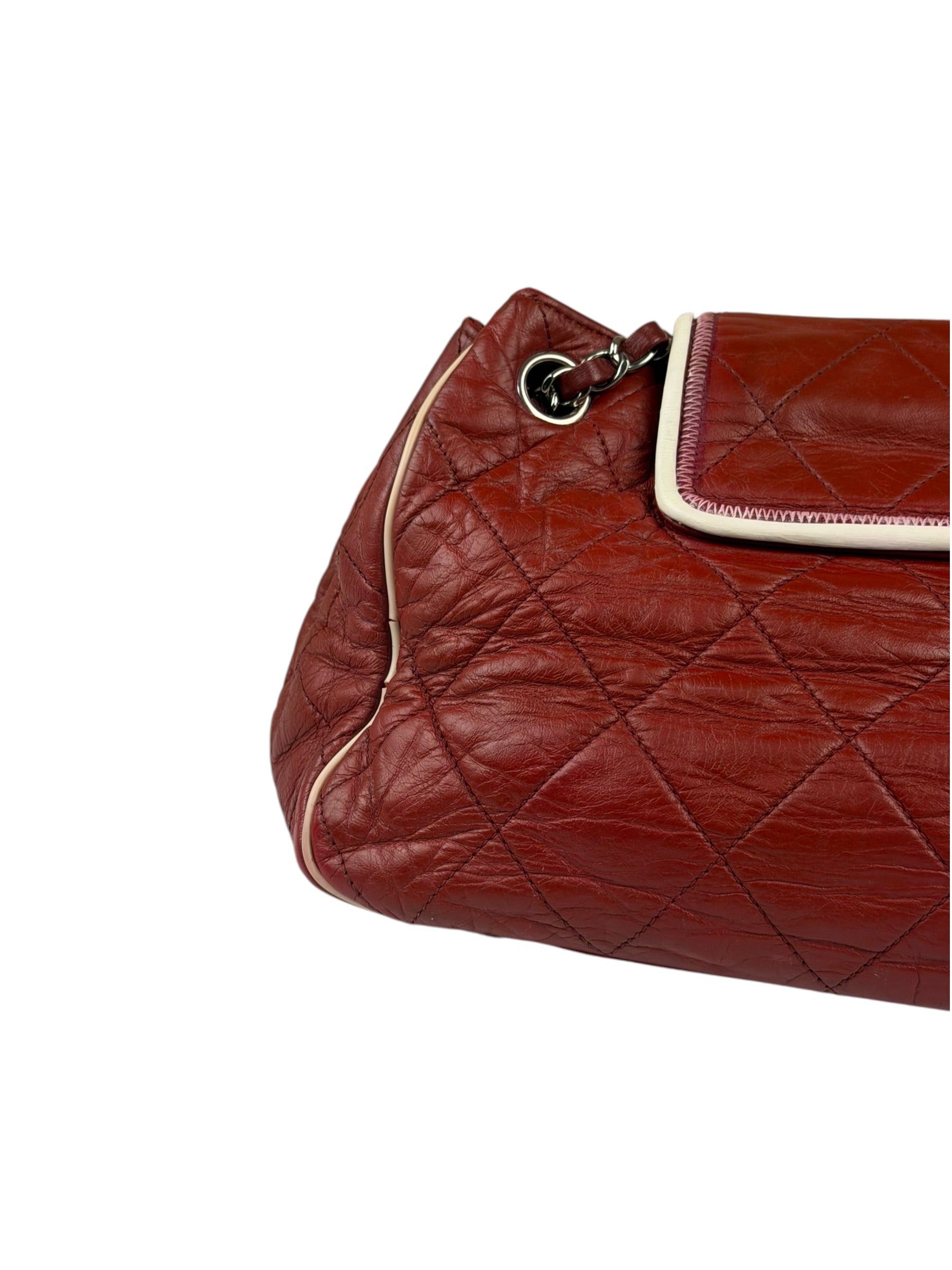 Chanel Burgundy East West Accordion Flap Bag