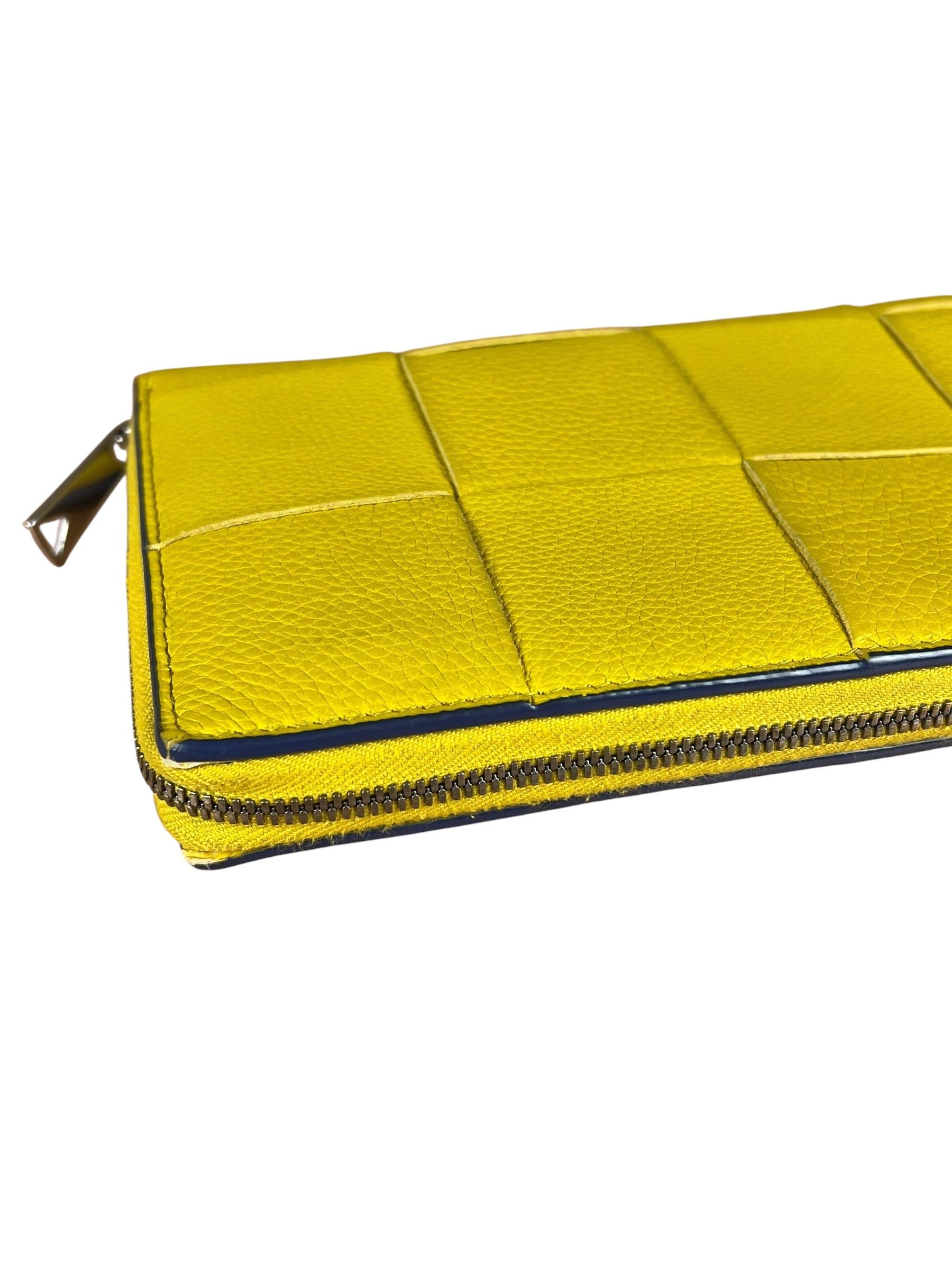 Bottega Veneta Large Intreccio Long Zip Wallet Yellow