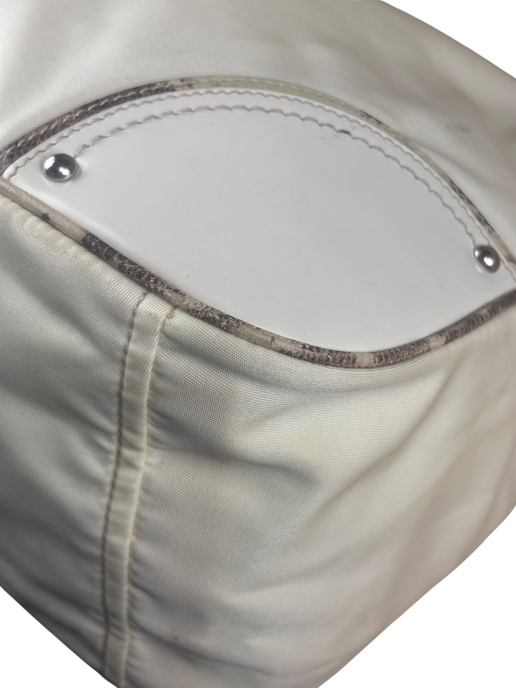 Prada White Tessuto Nylon Leather Trim Shoulder Bag
