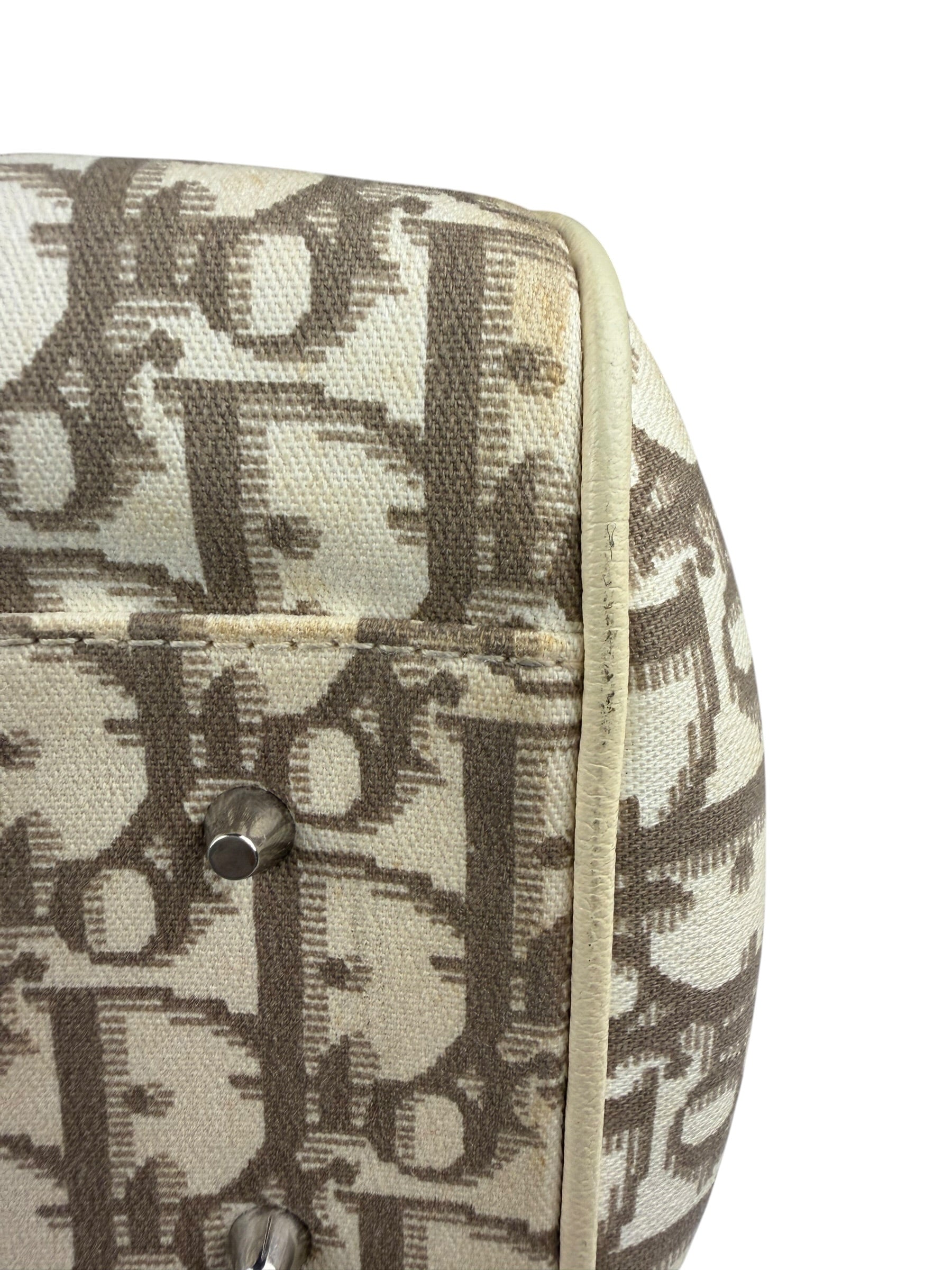 Christian Dior Vintage Monogram Flower Frame Satchel Hand Bag
