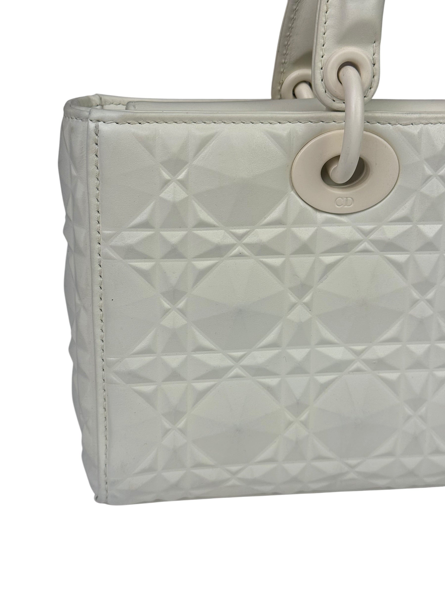 Christian Dior White Lady D-Joy Geometric 2Way Handbag