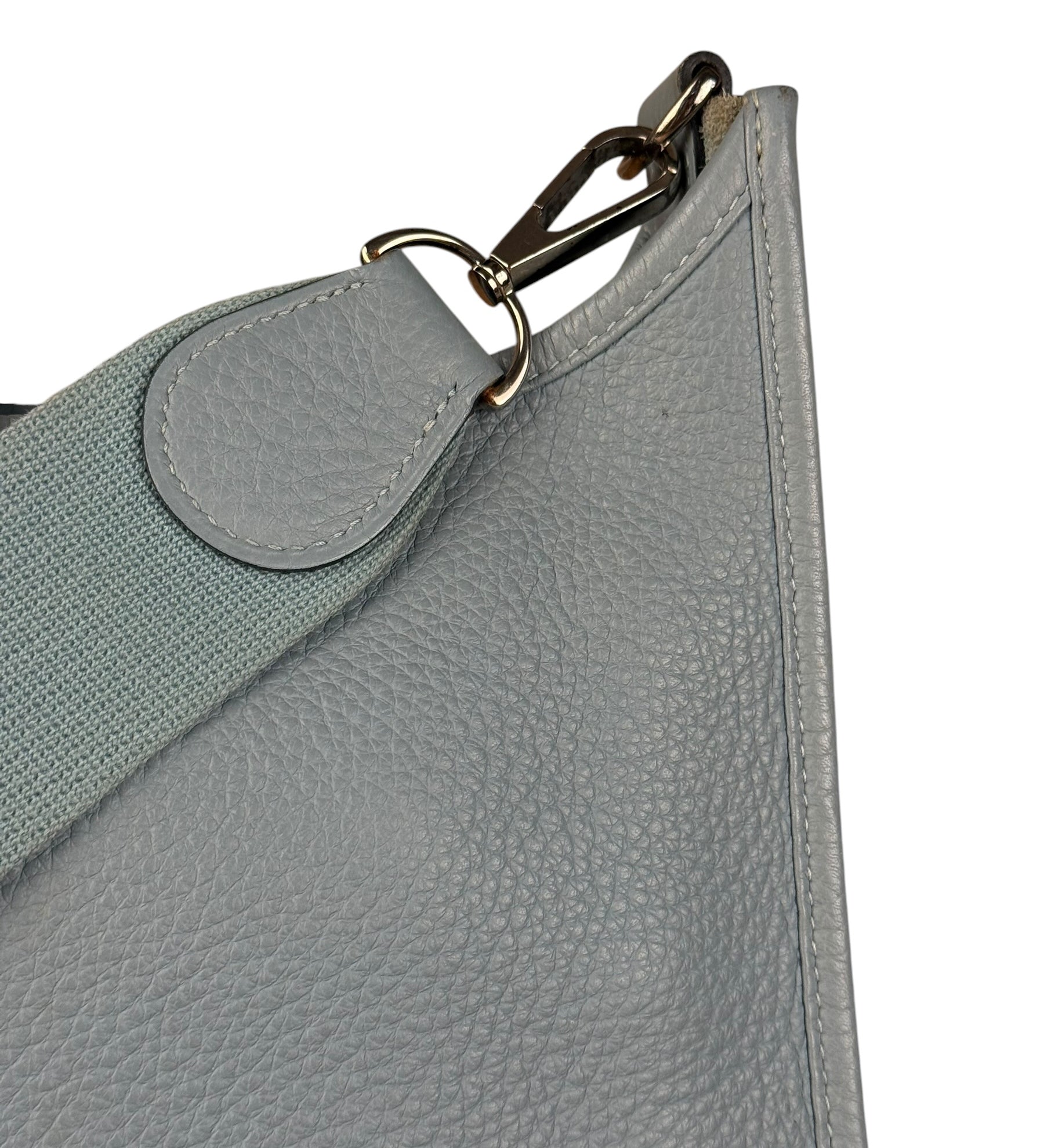 Hermes Evelyne Clemence Light Blue Leather Shoulder Bag