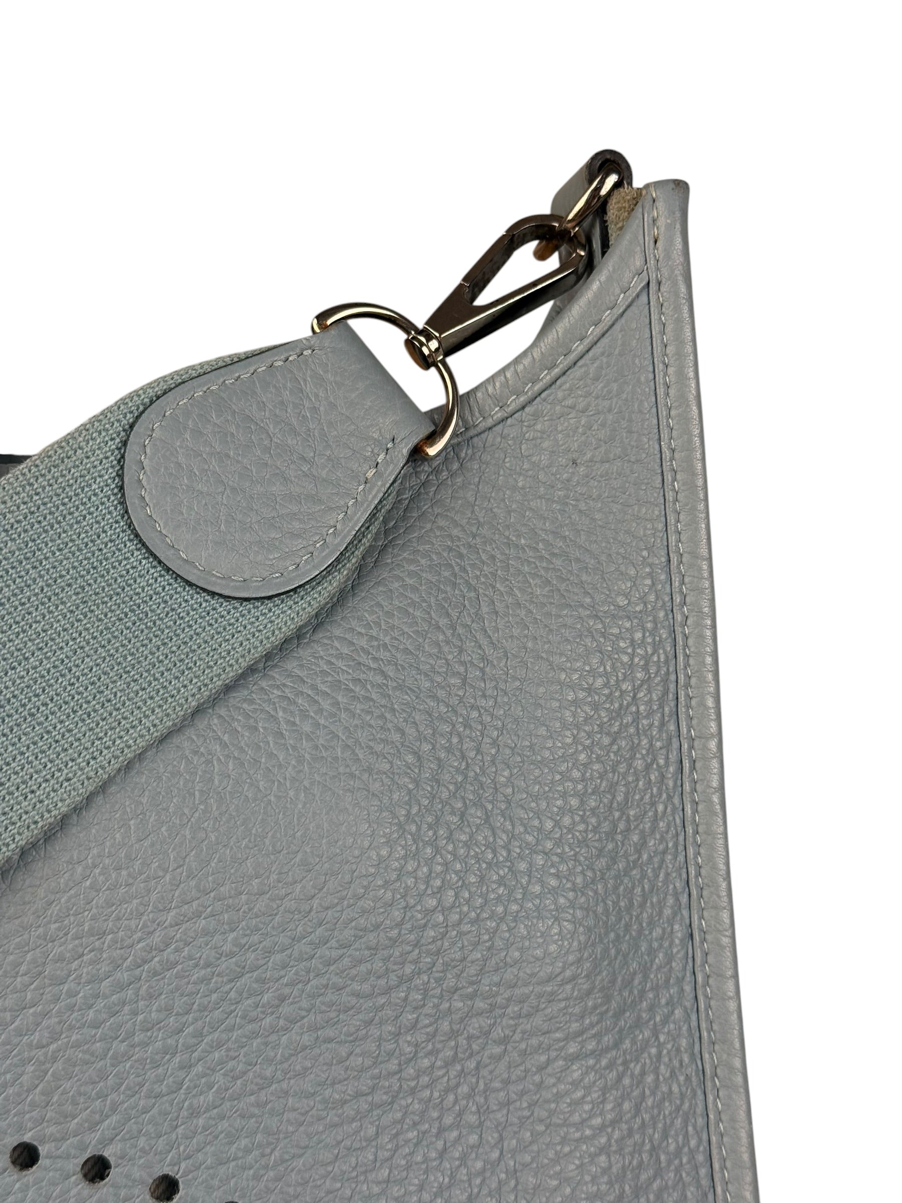 Hermes Evelyne Clemence Light Blue Leather Shoulder Bag