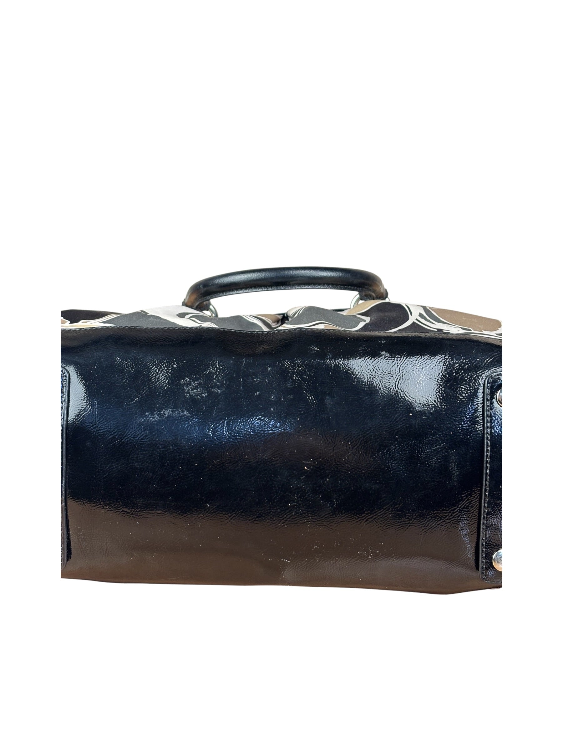 Coach Vintage Trim Leather Hand Drawn Scarf Print Satchel Two-Way Bag