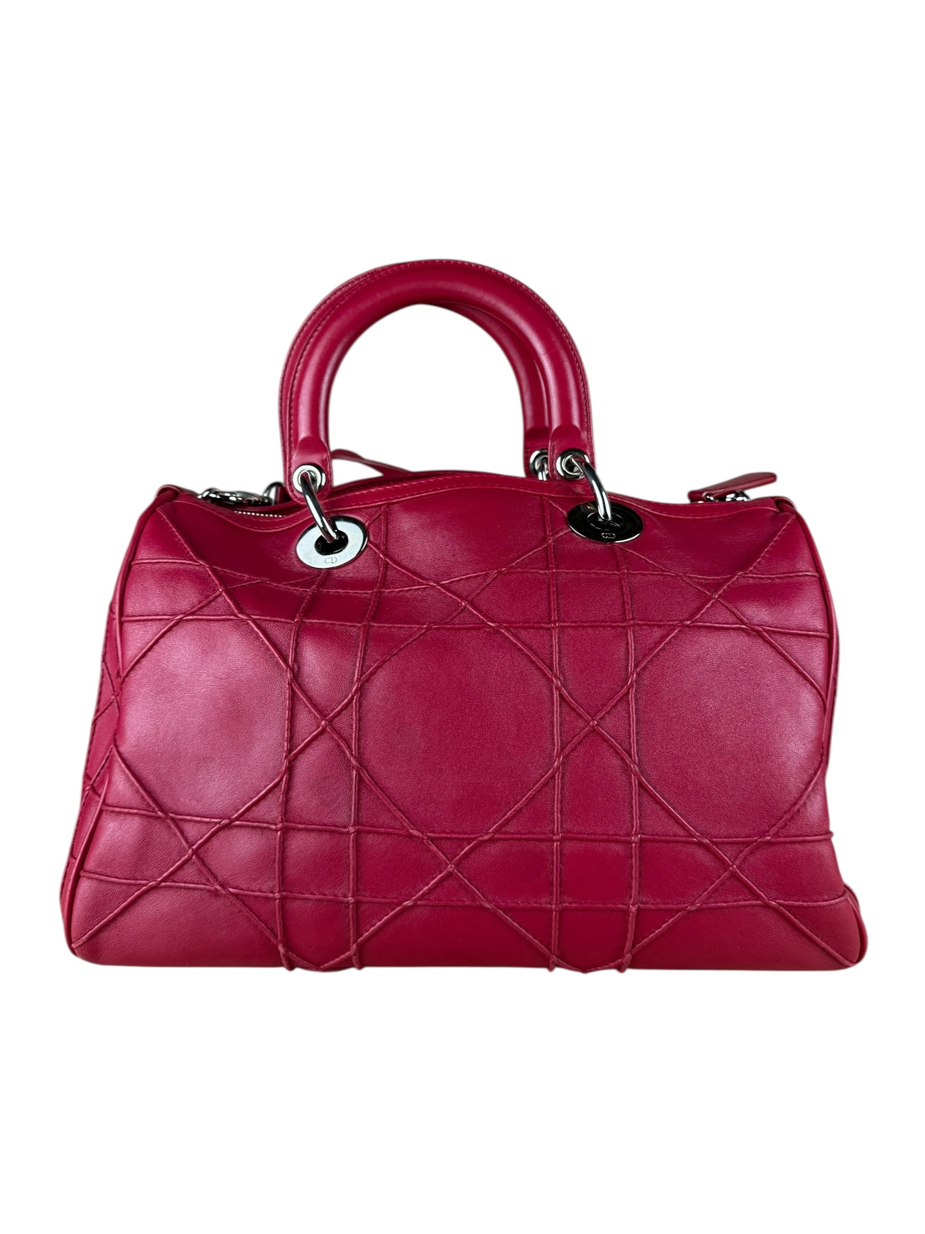 Christian Dior Red Granville Cannage 2Way Handbag