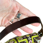 Fendi Canvas Baguette Dark Brown Beaded