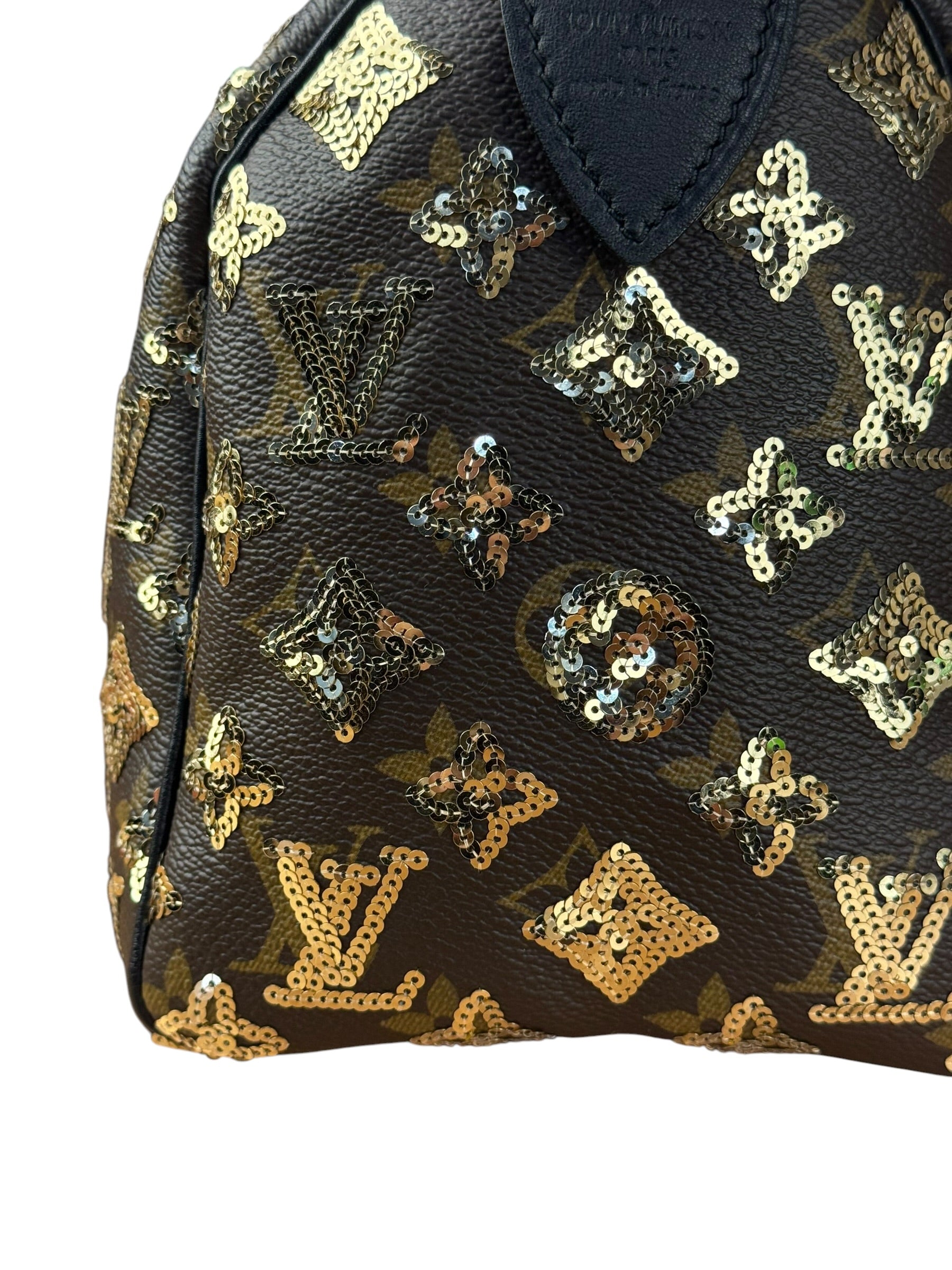 Louis Vuitton Gold Sequins Monogram Speedy Eclipse 30