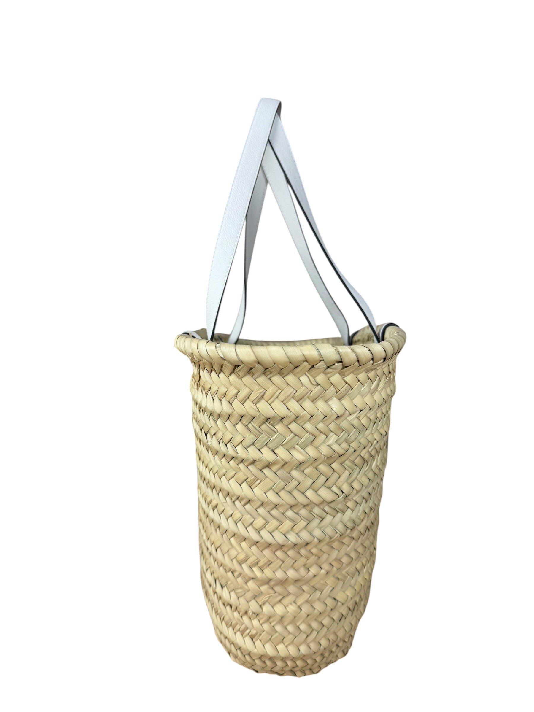 Versace Wicker Woven White Medusa Top Handle Tote