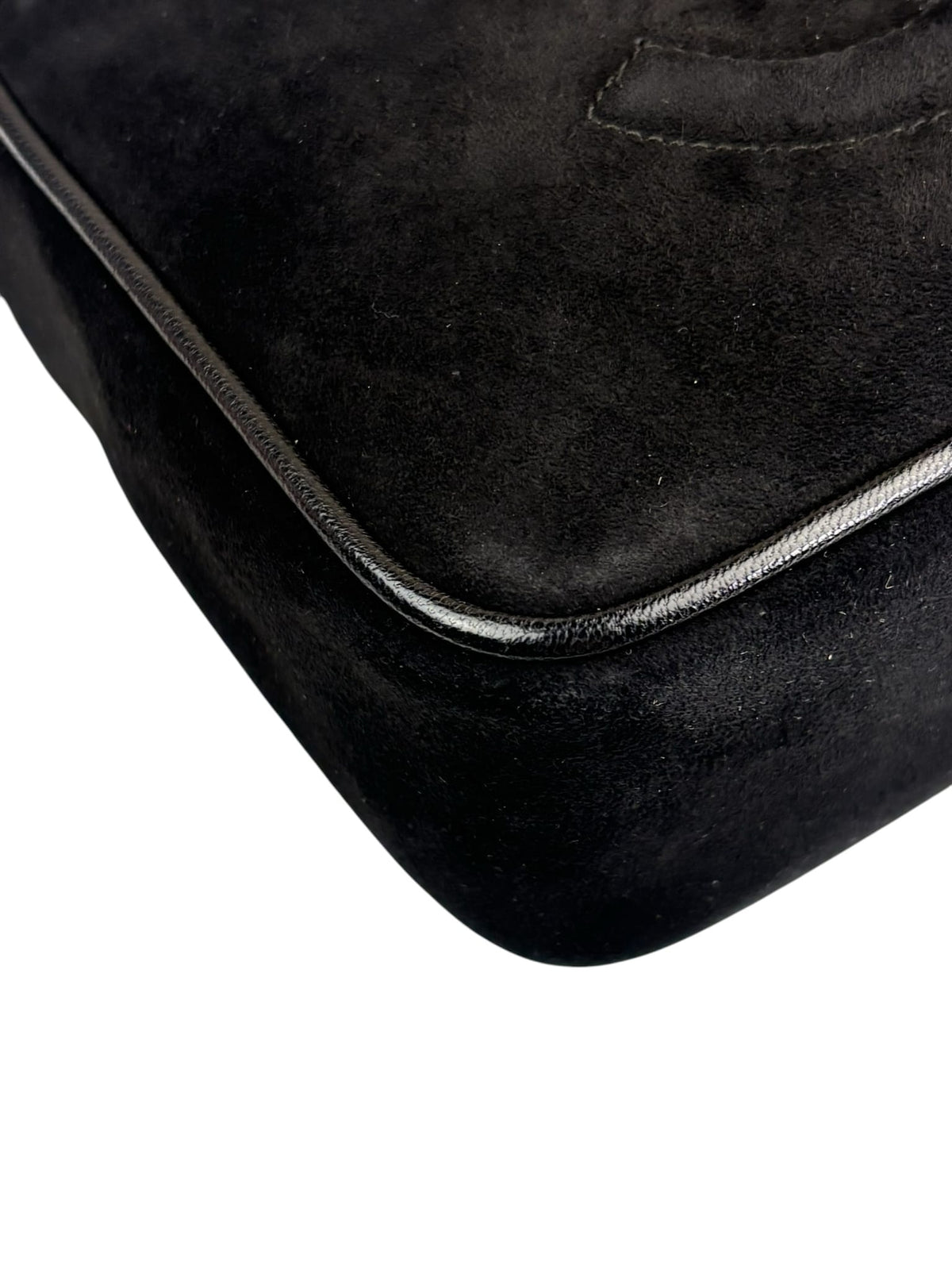 Chanel Vintage Black Suede CC Tassel Camera Bag 1989