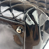 Chanel Large Black Patent Leather Mademoiselle Bowling Bag 2011-12