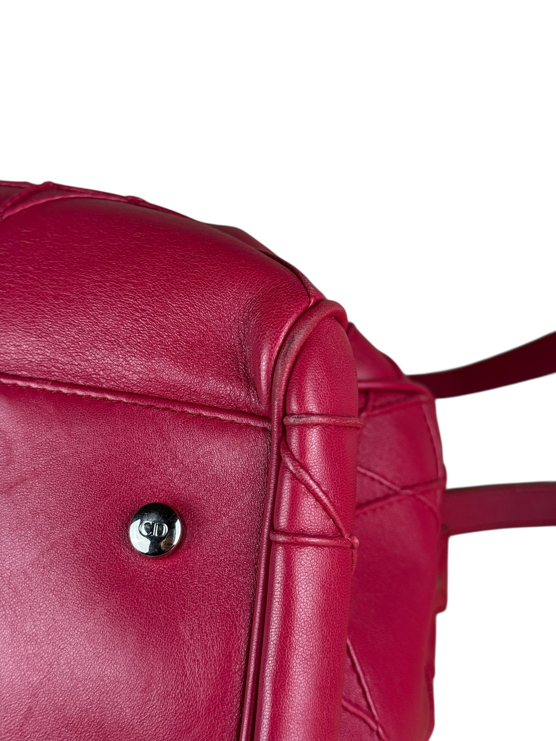 Christian Dior Red Granville Cannage 2Way Handbag