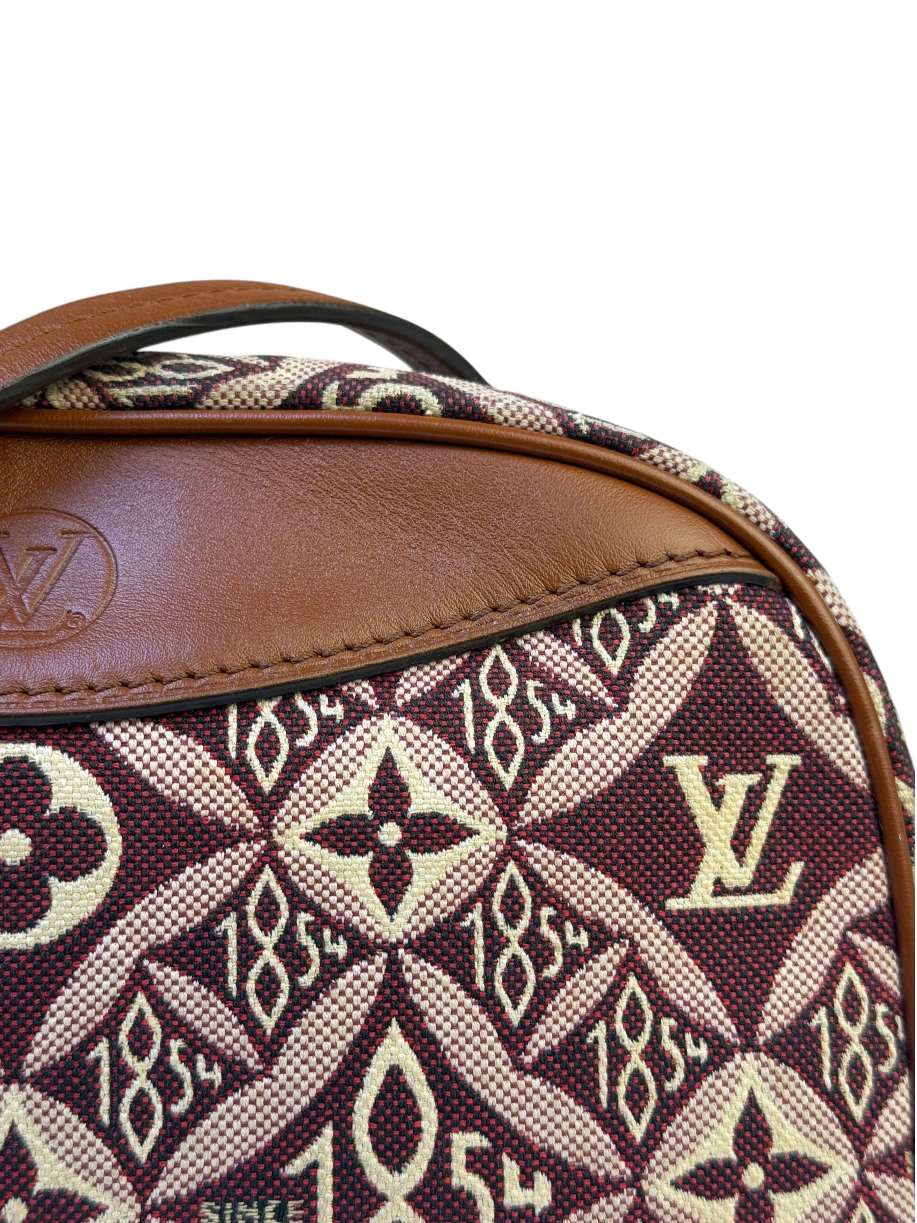 Louis Vuitton Burgundy/Brown Leather Trim Mini Deauville Crossbody Bag