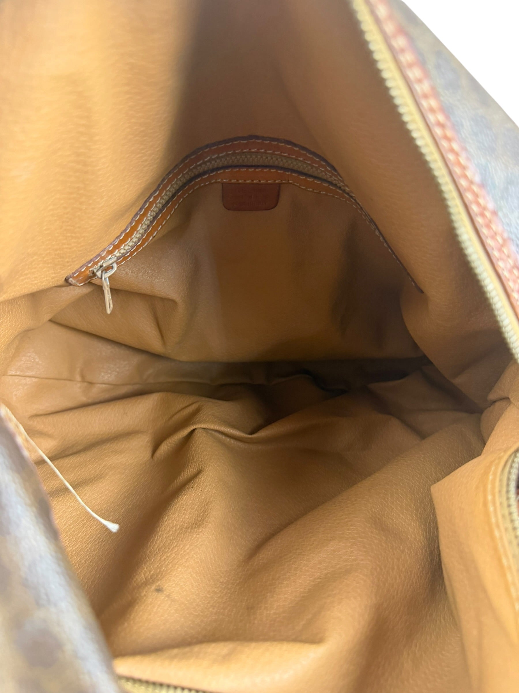Celine Vintage Macadam Canvas Leather Trim Shoulder Bag