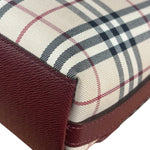 Burberry Burgundy Leather Trim House Check Shoulder Bag