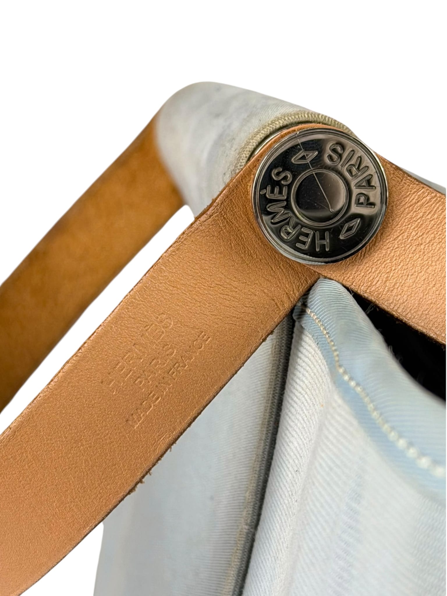 Hermes Light Blue Canvas Leather Trim Cabag Elan Tote