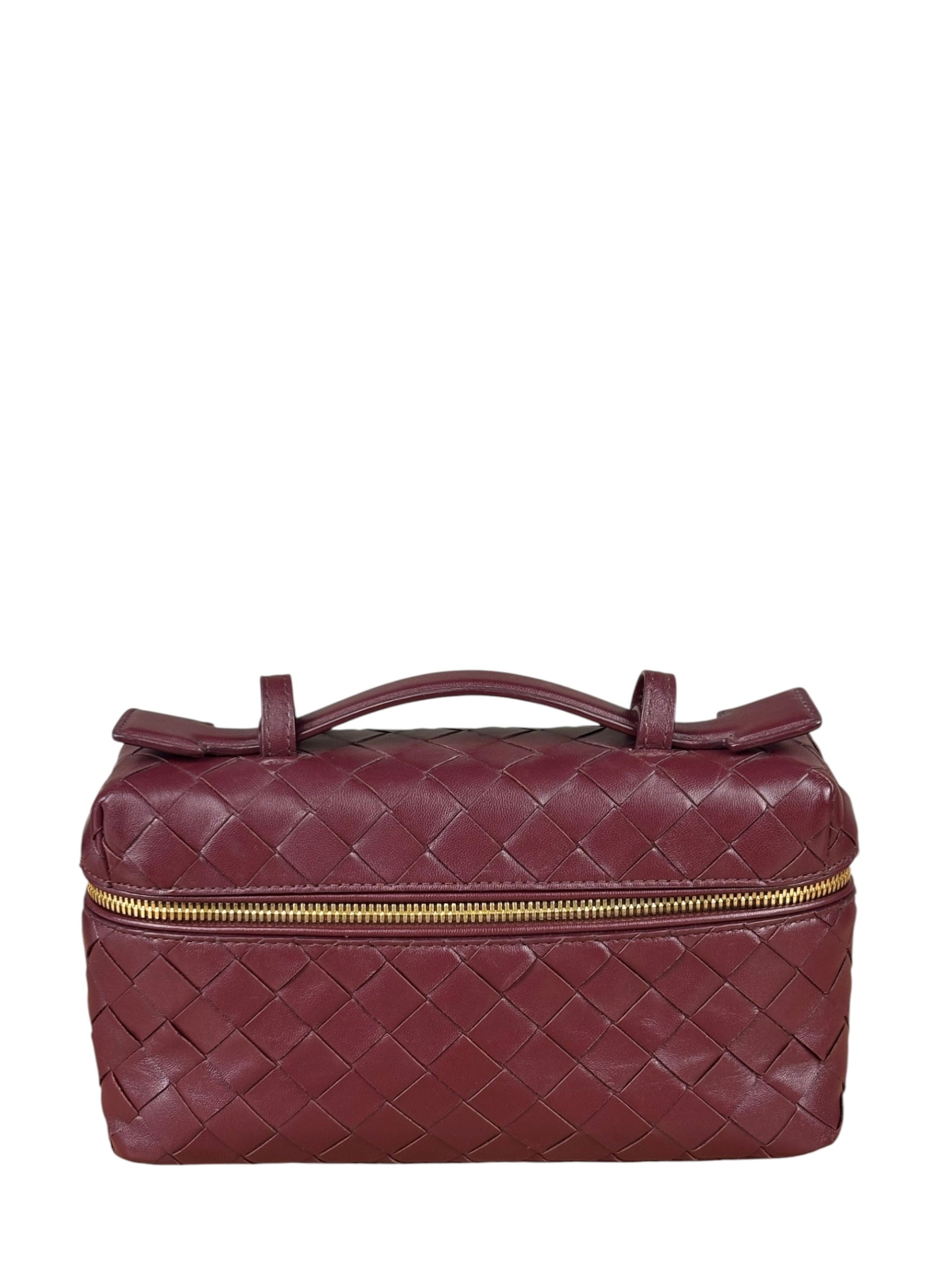 Bottega Veneta Burgundy Leather Intrecciato Bang Bang Vanity Two-Way Bag