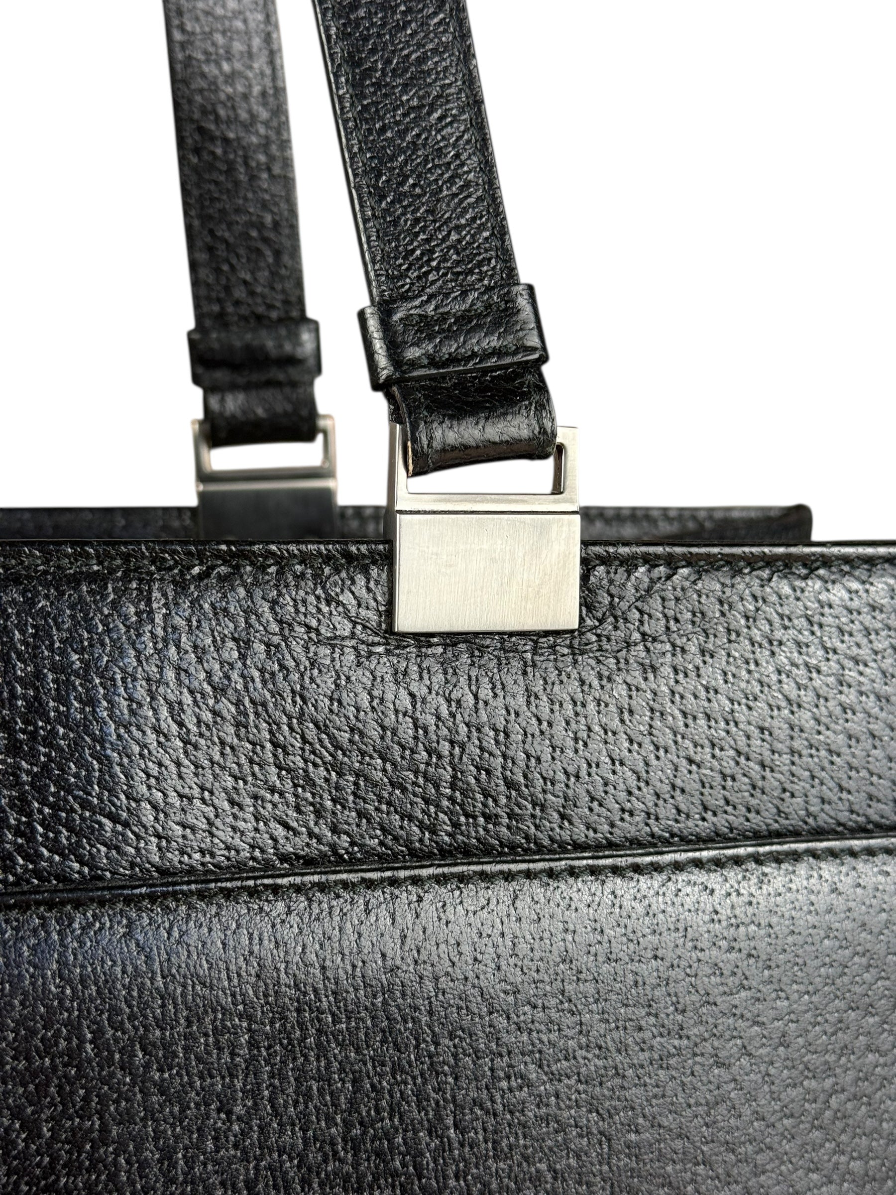 Gucci Vintage Black Leather Shoulder Tote