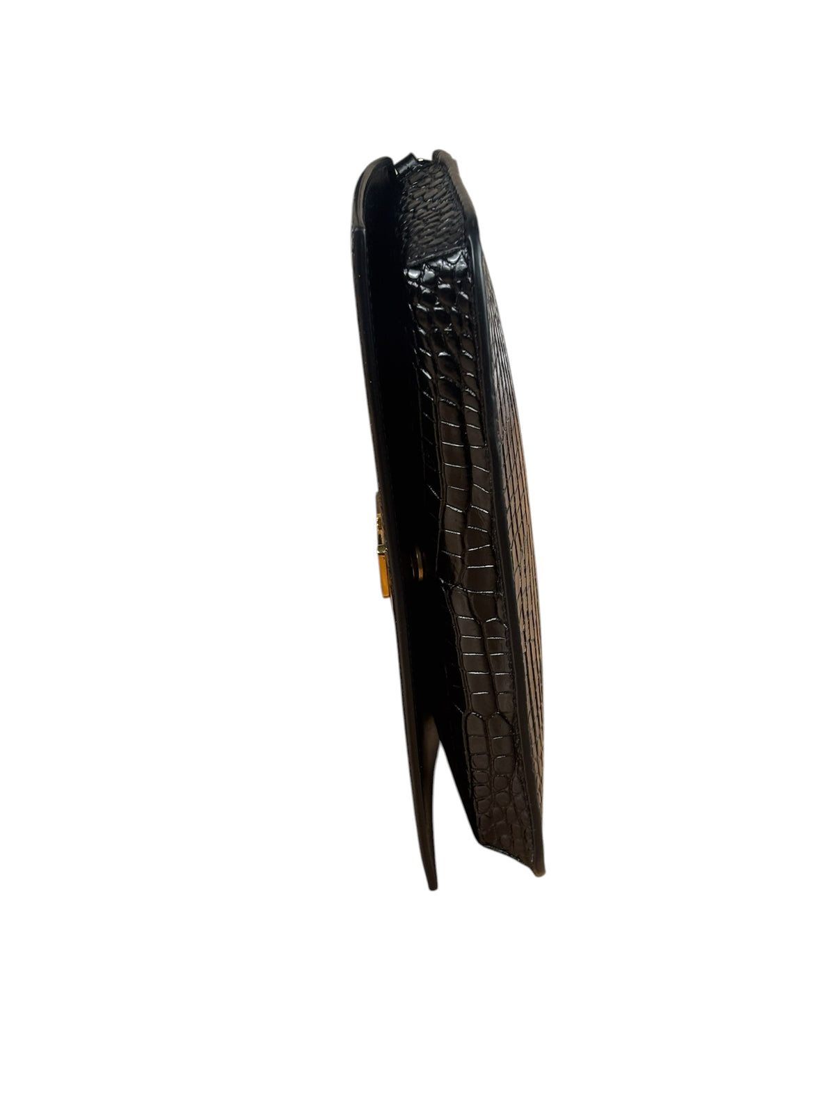 YSL Black Cocco Embossed Leather Print Phone Holder