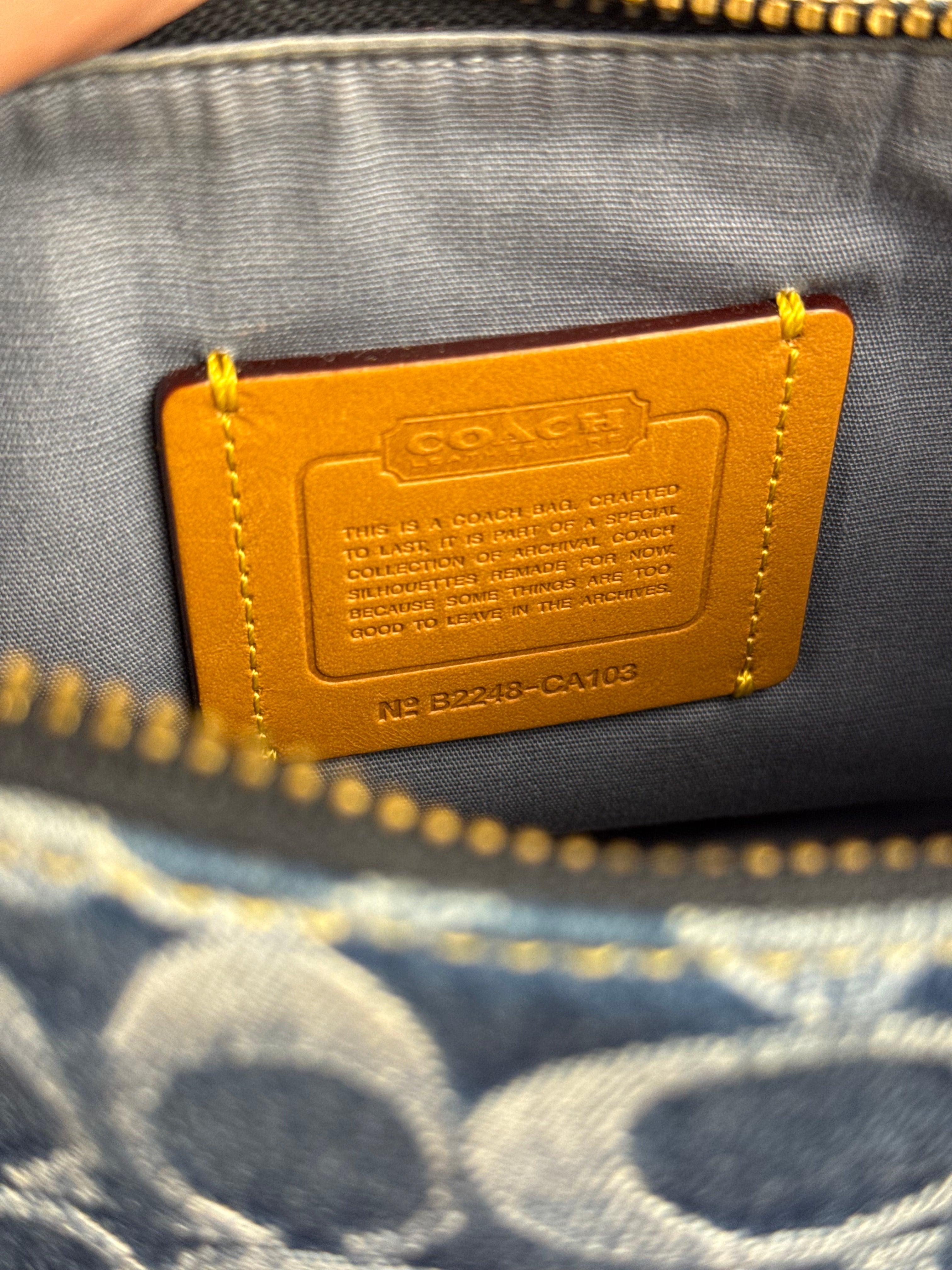 Coach Signature Blue Jacquard Denim Swing Zip Shoulder Bag