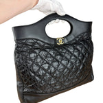 Chanel 31 Black Leather Quilted Shopping Clutch Shoulder Bag 2018
