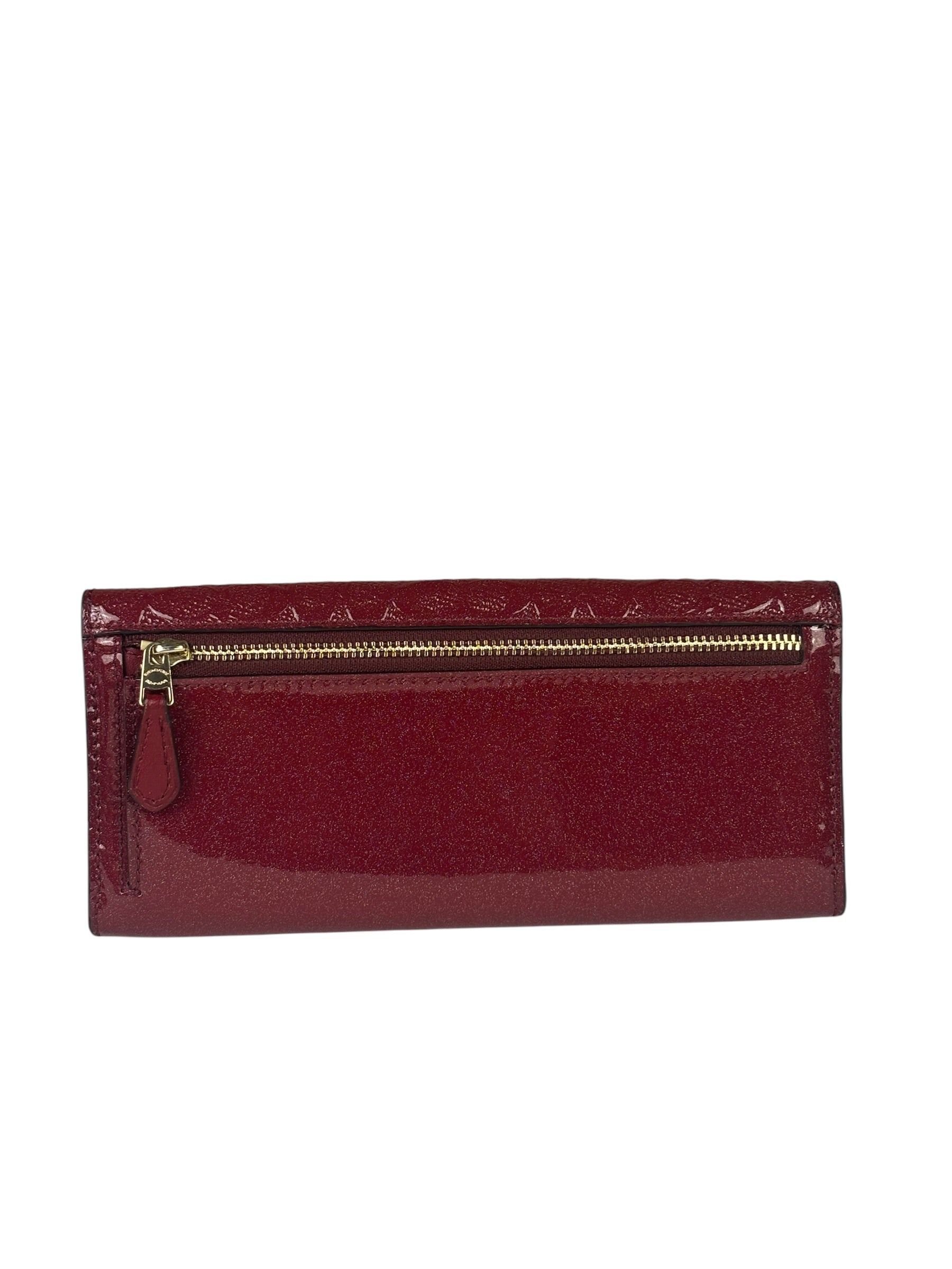 Coach Cherry Shimmery Red Long Flap Wallet