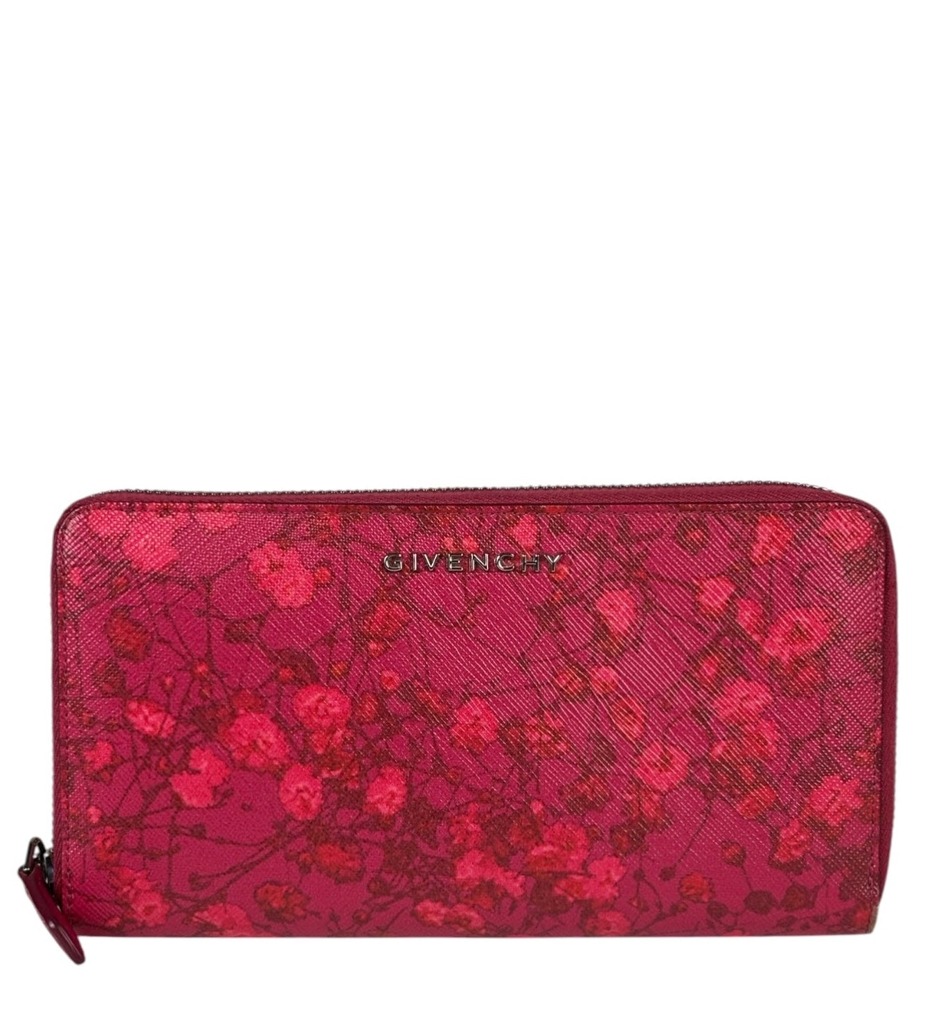 Givenchy Pink Leather Floral Zip-Around Wallet