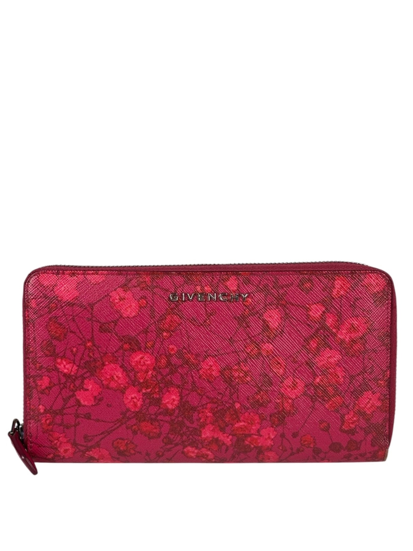 Givenchy Pink Leather Floral Zip-Around Wallet