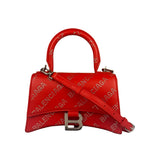 Balenciaga Red Leather Hourglass XS Rhinestones Two-Way Bag